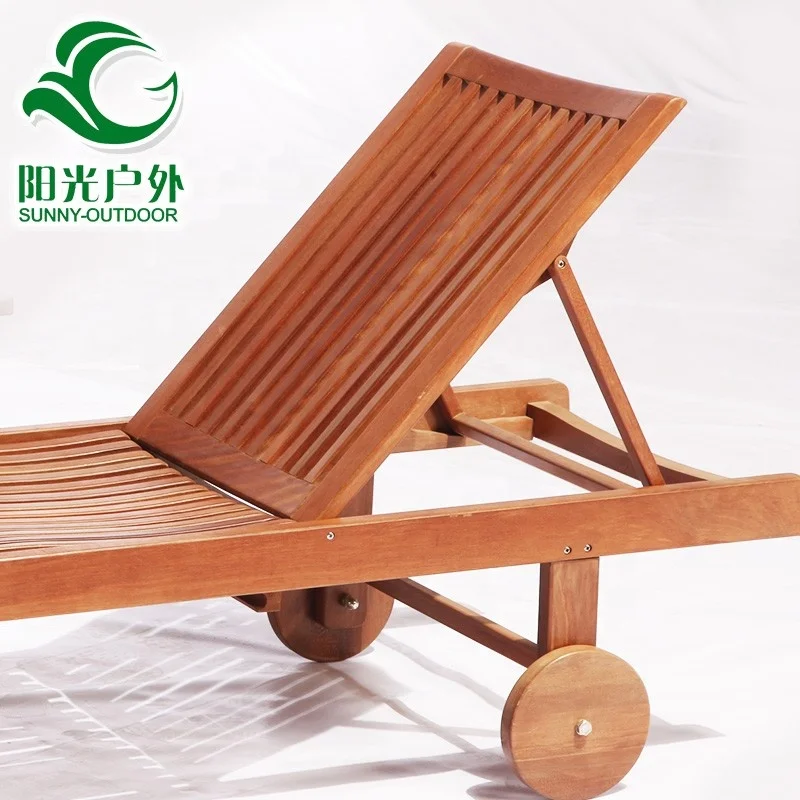 Sun Beds Outdoor Furniture Wooden Lounger  Chair  Beach Lounger Chairs For Pool