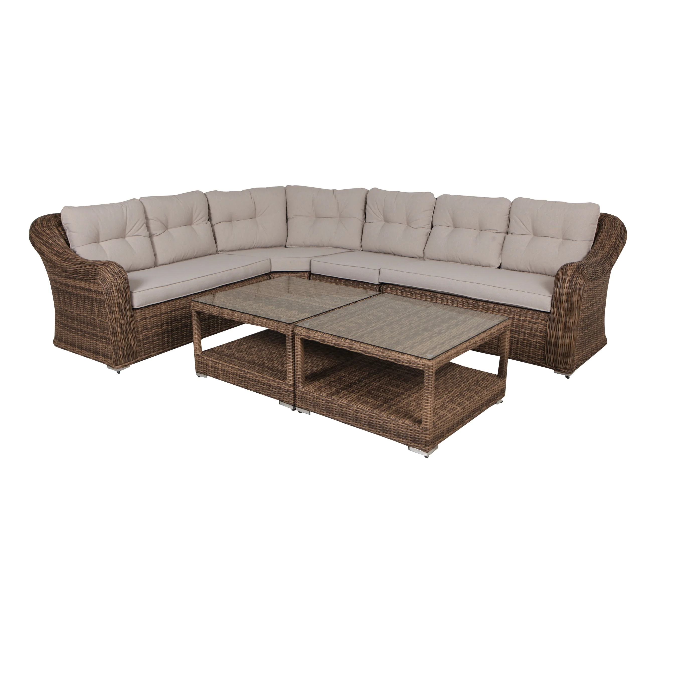 Outdoor Corner  Furniture   Aluminum Rattan L Shape Wicker Sofa Set