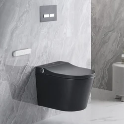 HEGII 2021 wall-hung modern luxury automatic bidet intelligent wall mounted hung matt black smart toilet with conceal flush tank