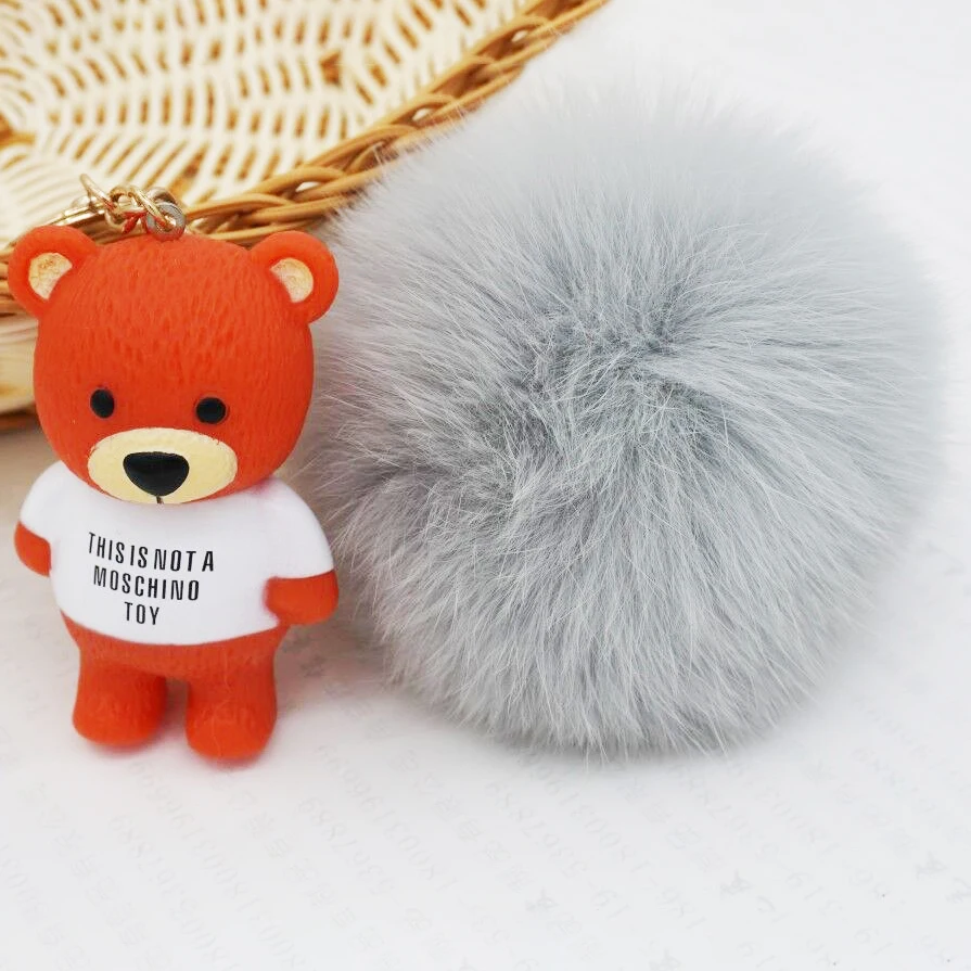 High quality fluffy rabbit fur pom poms for bag charms