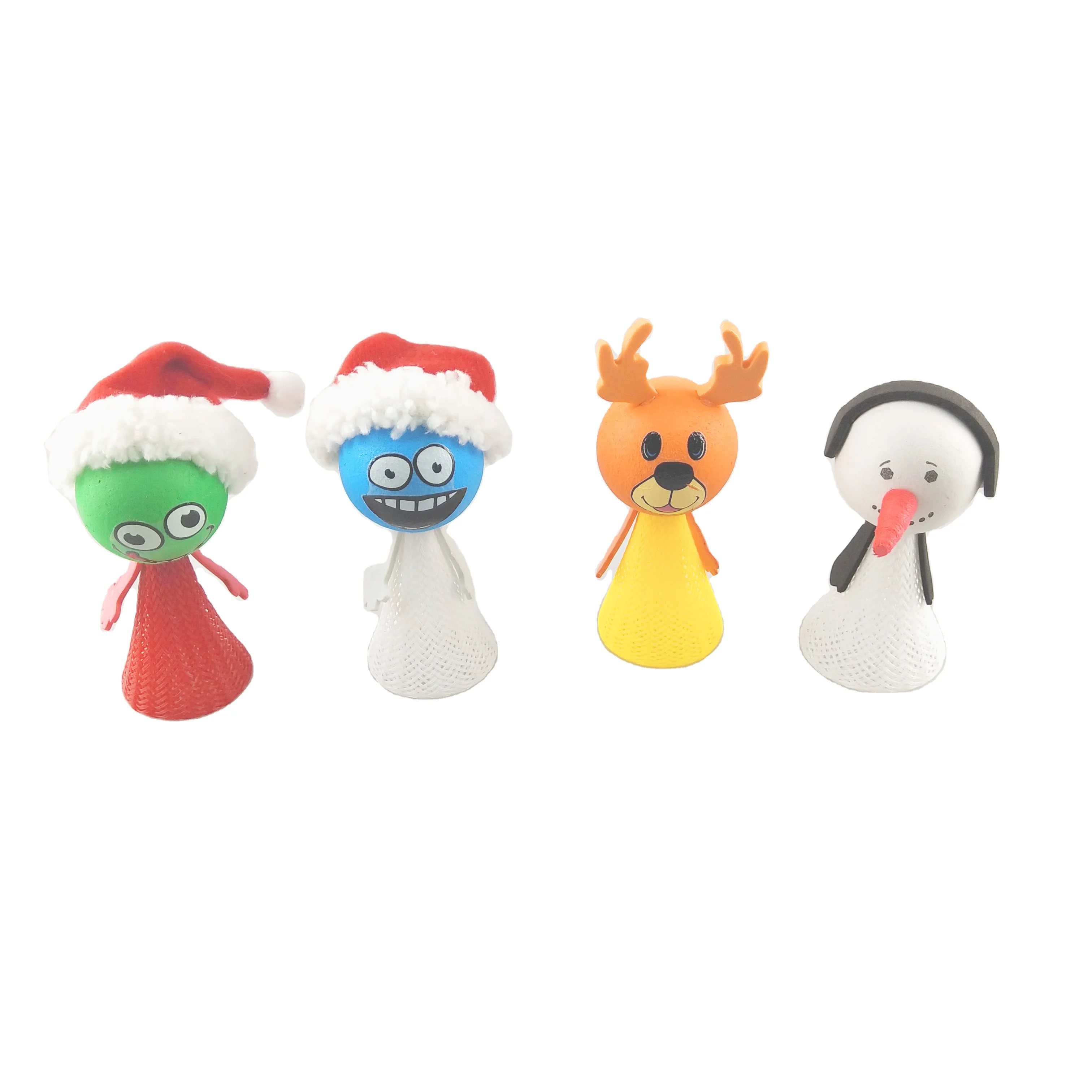 
Cute kids jumping spring launcher toys Christmas cartoon characters exclusive holiday toy gift set 