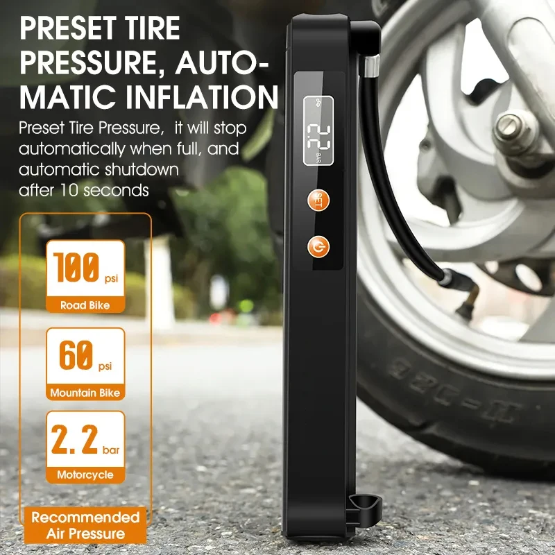 High-Pressure Mini Portable Electric Bicycle Pump Electric Bicycle Pump  Bike Pump Electric Electric Bike Tire Inflator