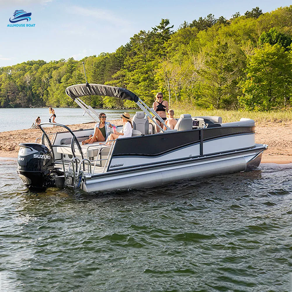 Manufacturer Direct Luxury Customizable Pontoon Boat Marine Water Activities Yacht Fiberglass Floating Boats