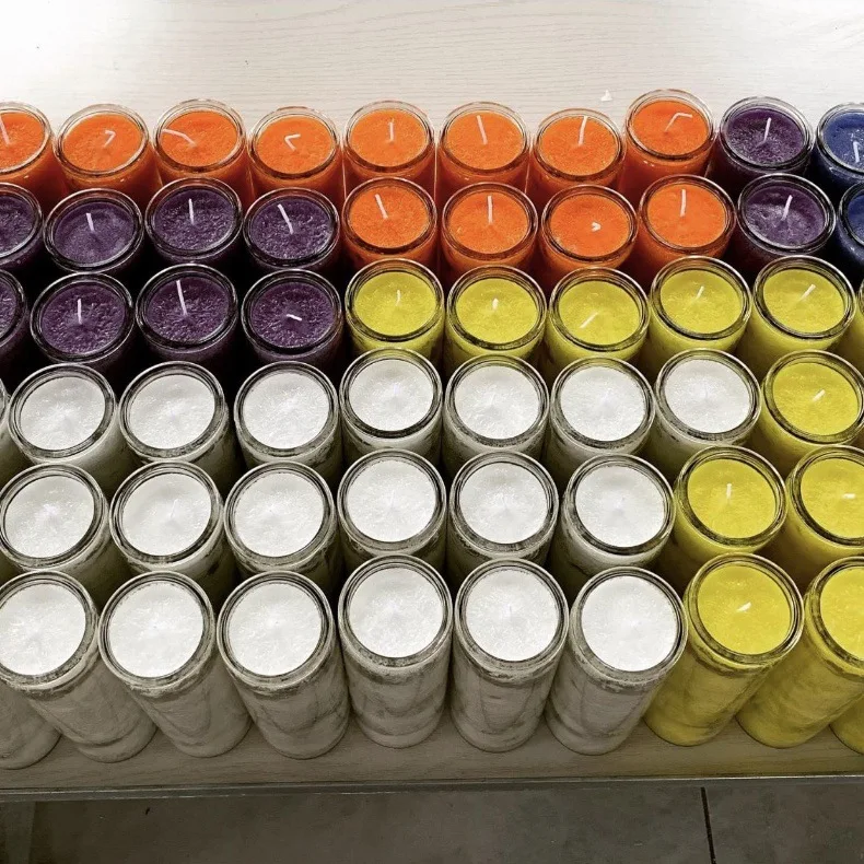 custom color Glass Religious Candle, Catholic Candles Supply 7 Chakra Candles