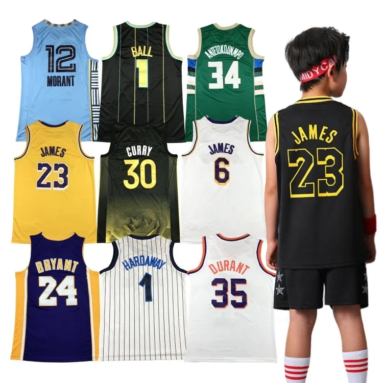 2025 Hot Wholesale Price Embroidery James 6 Curry 30 Bryant 24 Durant Tatum 0 Kids Youth Nbaing Uniform Basketball Shirt Jerseys