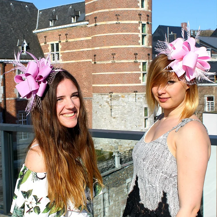 Flower Net Fascinator Headband Alice band Toon Purple Satin Fascinators Wedding Ladies horse race fascinators