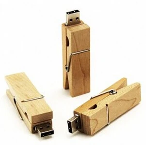 Wooden Clip USB Flash Drive  8GB 16GB Wholesale Gift Pen drive 32GB 64GB 3.0 USB Memory stick 1GB 2GB Wood Peg Thumb Drive