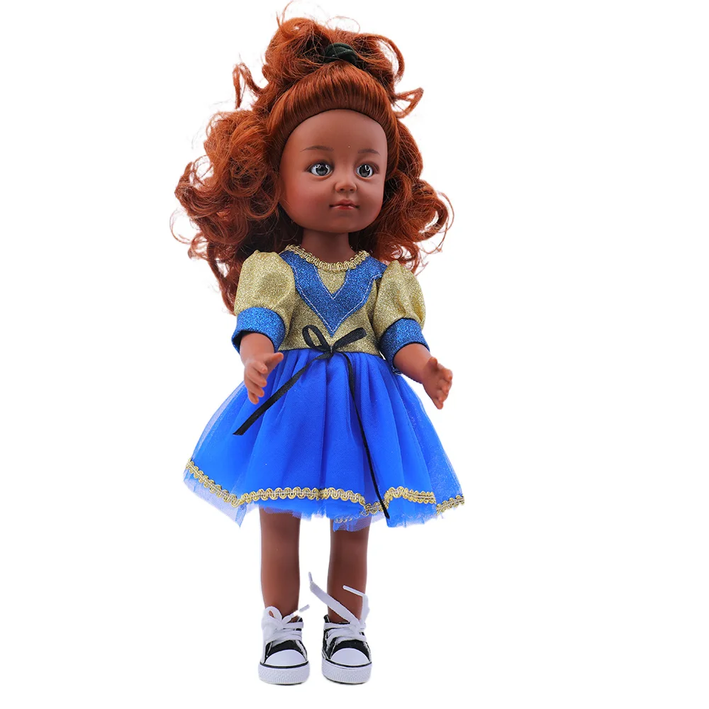 Customize Wholesale Price reborn baby dolls New Arrival Realistic 14Inch plush dolls for girl  Vinyl Black Doll With Afro Hair