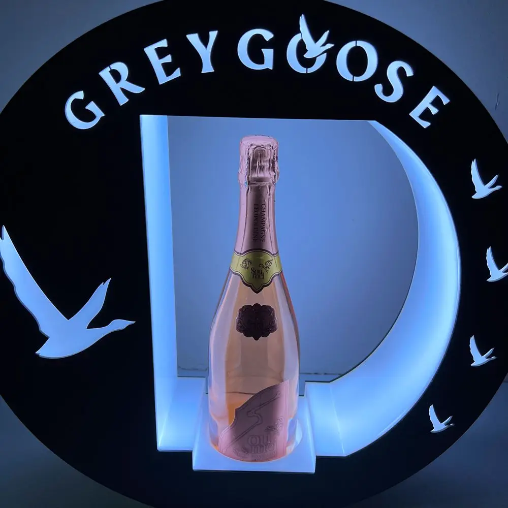 OEM Acrylic rechargeable grey goose VODKA glorifier VIP display stand rack luminous LED bottle presenter for Lounge nightclub