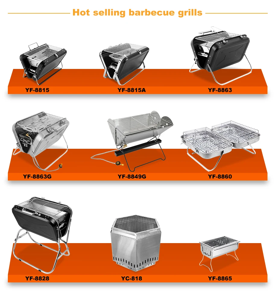 Outdoor Small Barbeque Grill Equipment Oven Portable Stainless Steel Charcoal Kebab BBQ Grills