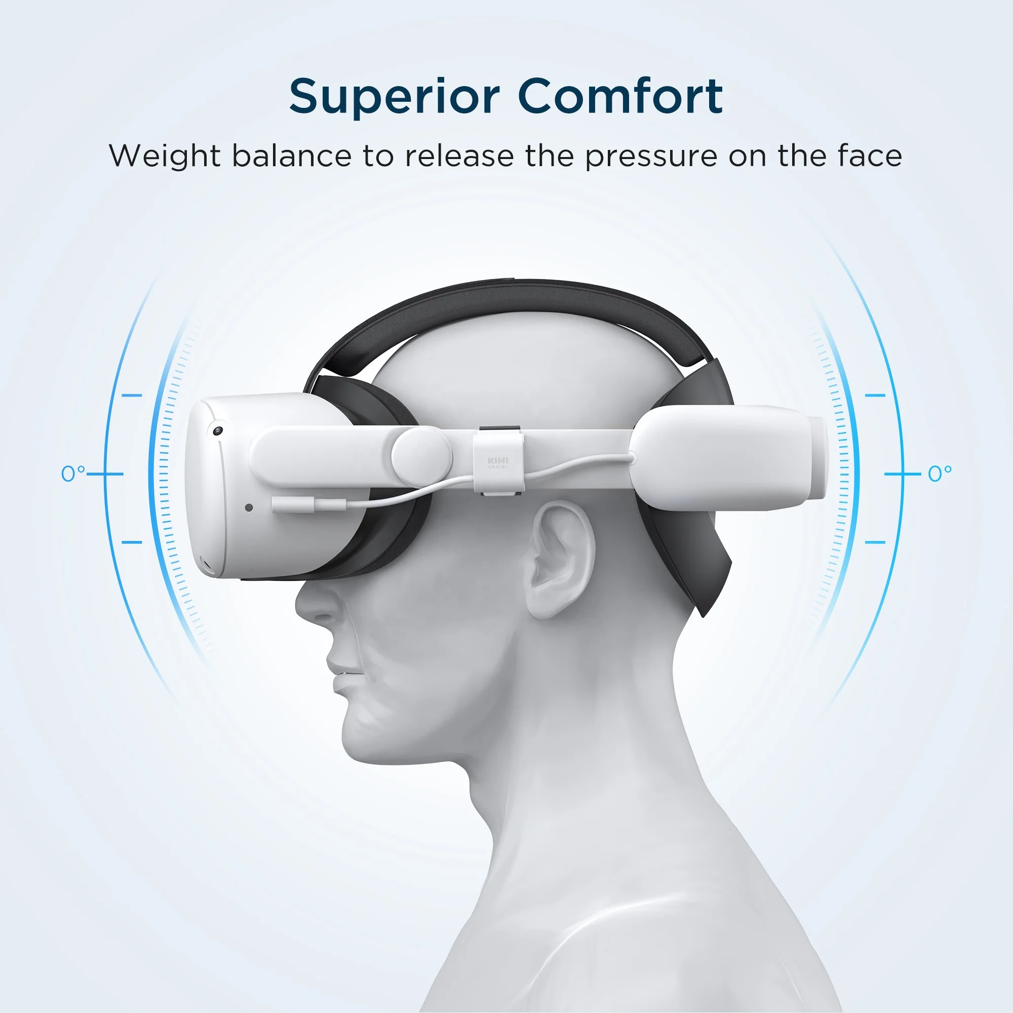 KIWI design Rechargeable Quest 2 Elite Strap with Battery,Head Strap with Battery for Meta/Oculus Quest 2