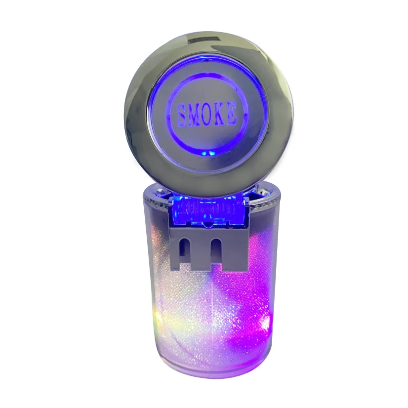 colorful container holder cigarette no smoke automatic ashtray plastic led light cup glow dark led car ashtrays