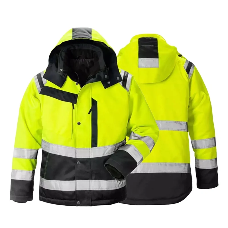 Winter Waterproof Fleece Long Sleeve High Visibility Workwear Custom Logo Construction Men Work Hi Vis Safety Reflective Jacket