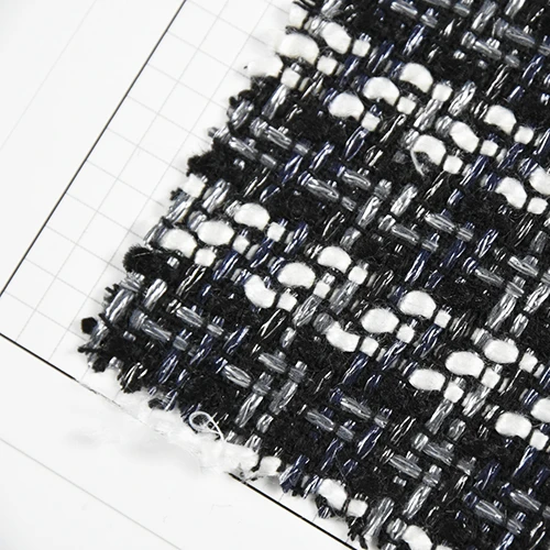 
wholesale black luxury women coat blend woolen tweed fabric for apparels 