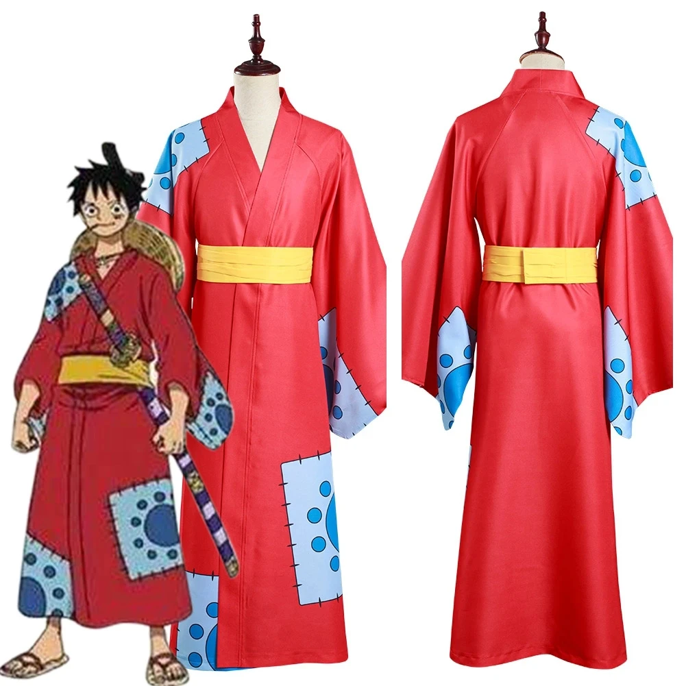 HNSC5 Sizes Cosplay Costumes Monkey D Luffy Wano Country Kimono Cloak Party Anime Costume