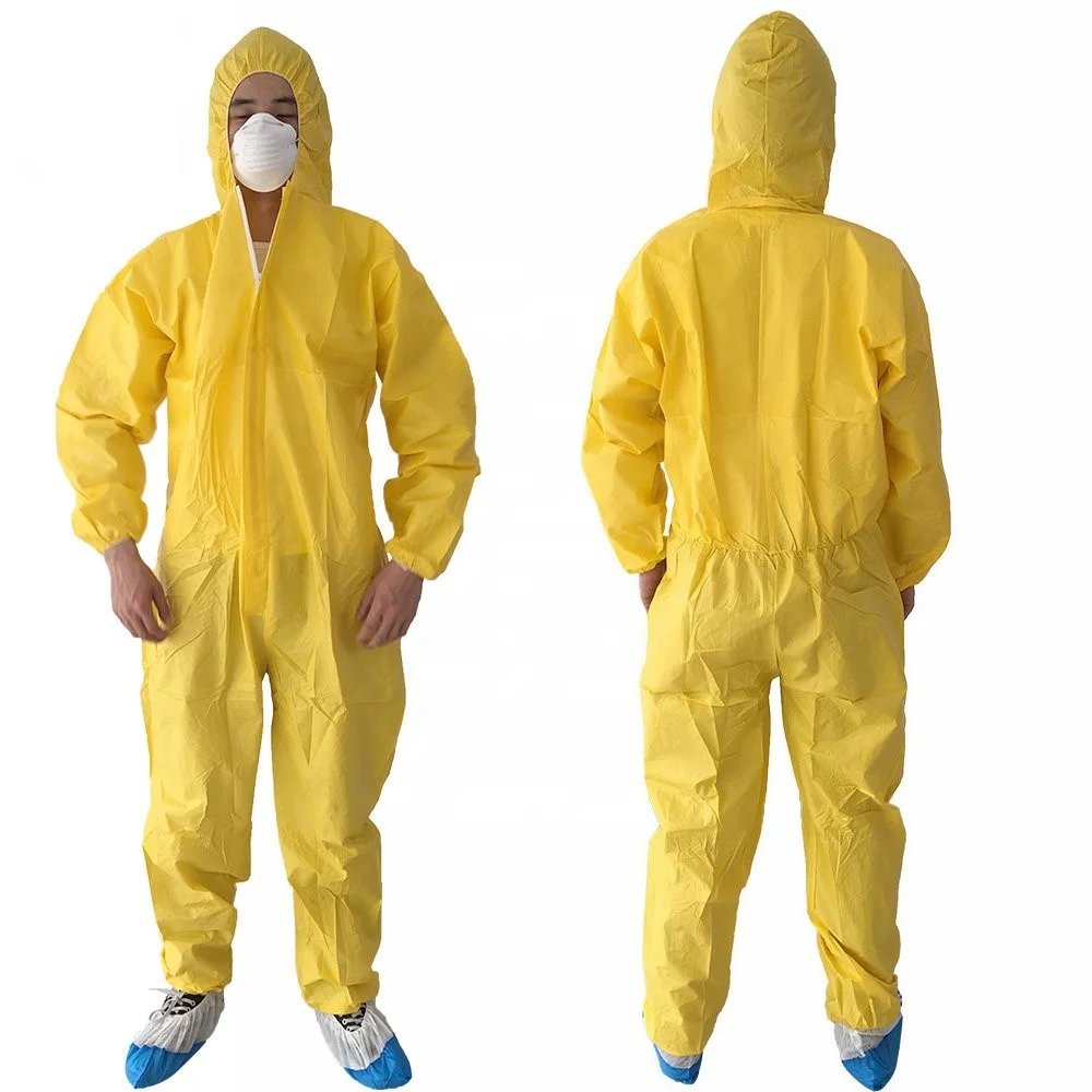 TYPE3B  Overall Chemical Suit Yellow Color Disposable Acid resistance corrosion resistance Anti- Chemical Coveralls