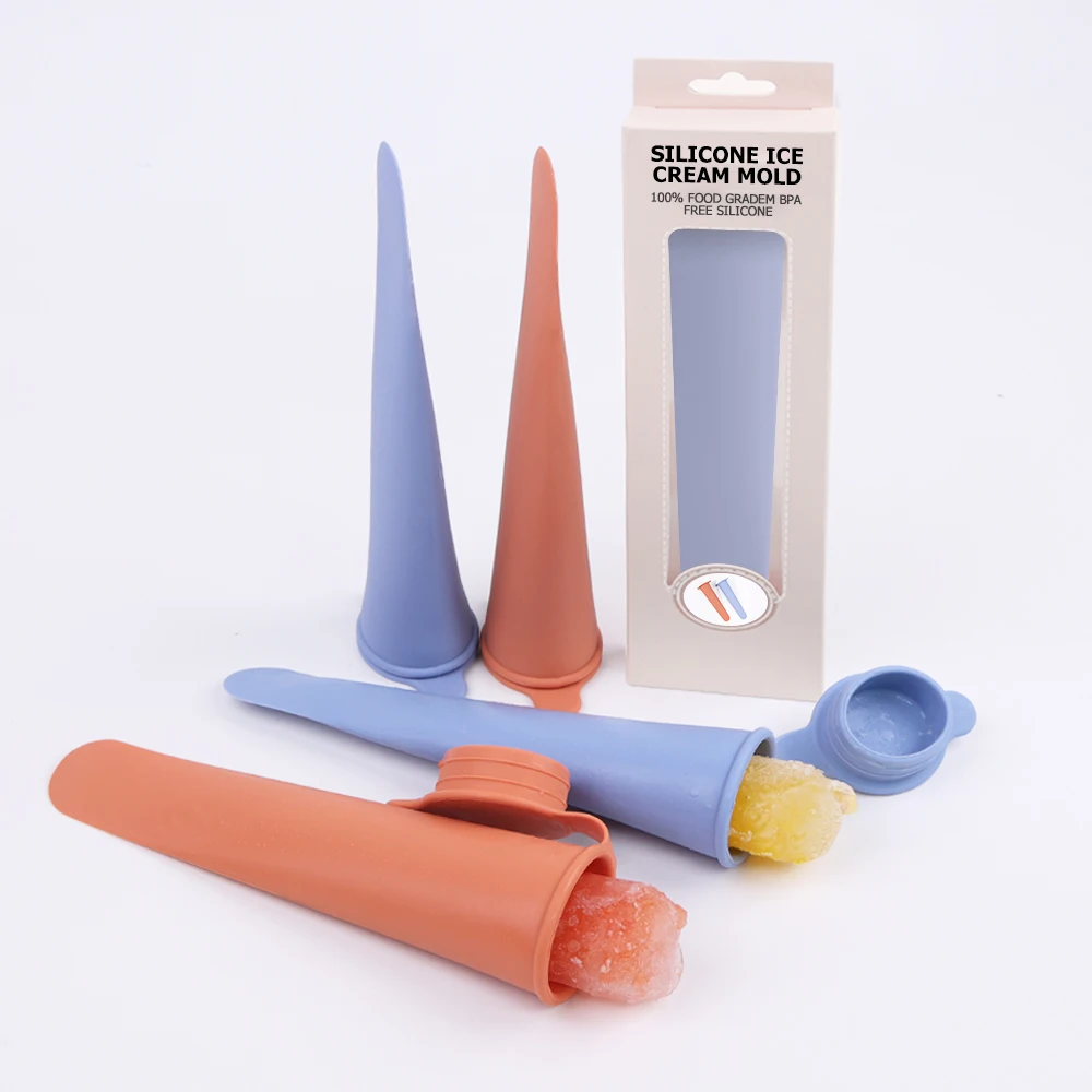 New Product idea 2024 Cute Portable Silicone Ice Cream Mold Ice Cube Tray Food Grade Silicone Popsicle Mold with Lid for Kids