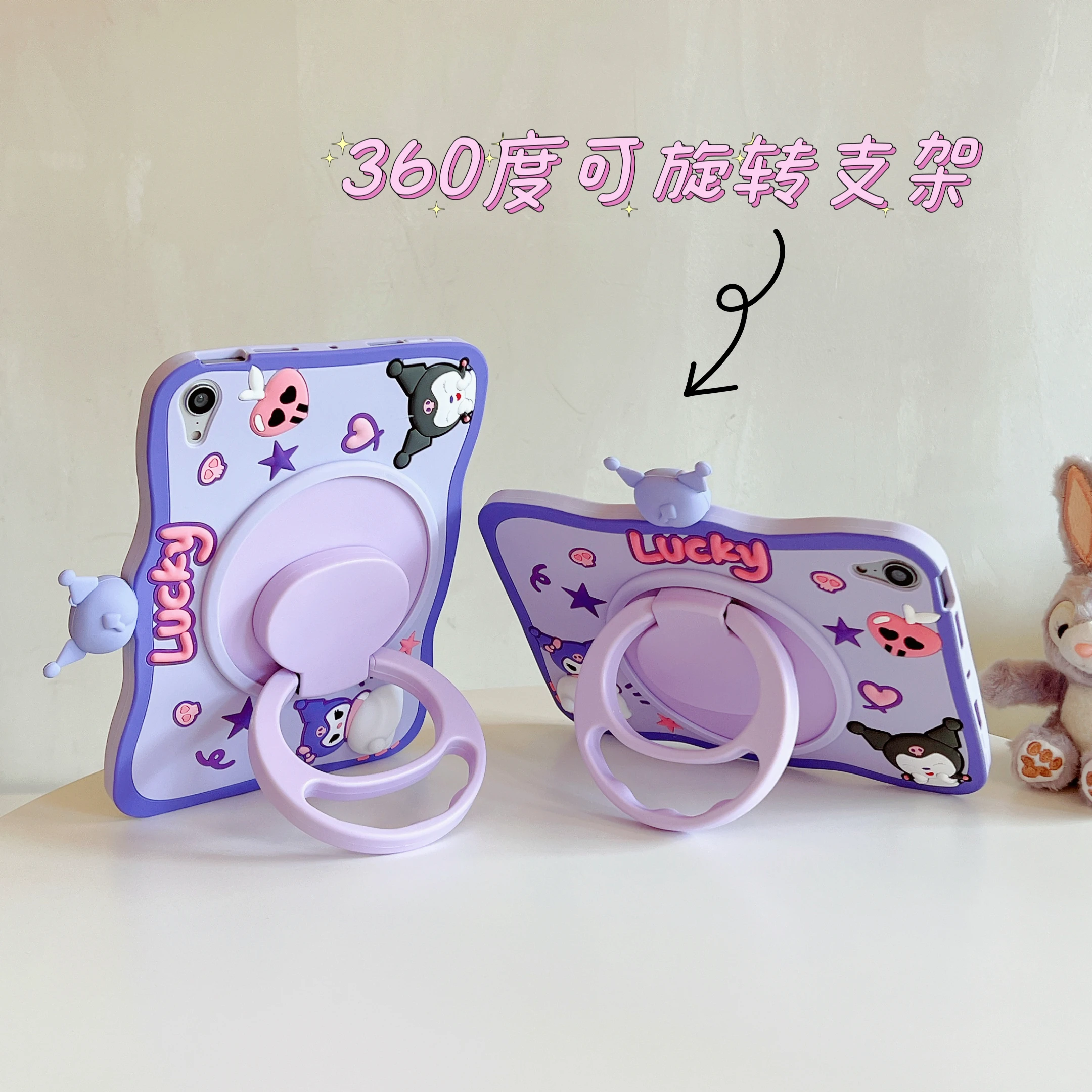 Cartoon Silicone Tablet Cover Kids Girls for iPad Mini 1/2/3/4/5/6 360 Rotating Stand Holder Case For iPad 10.2/10