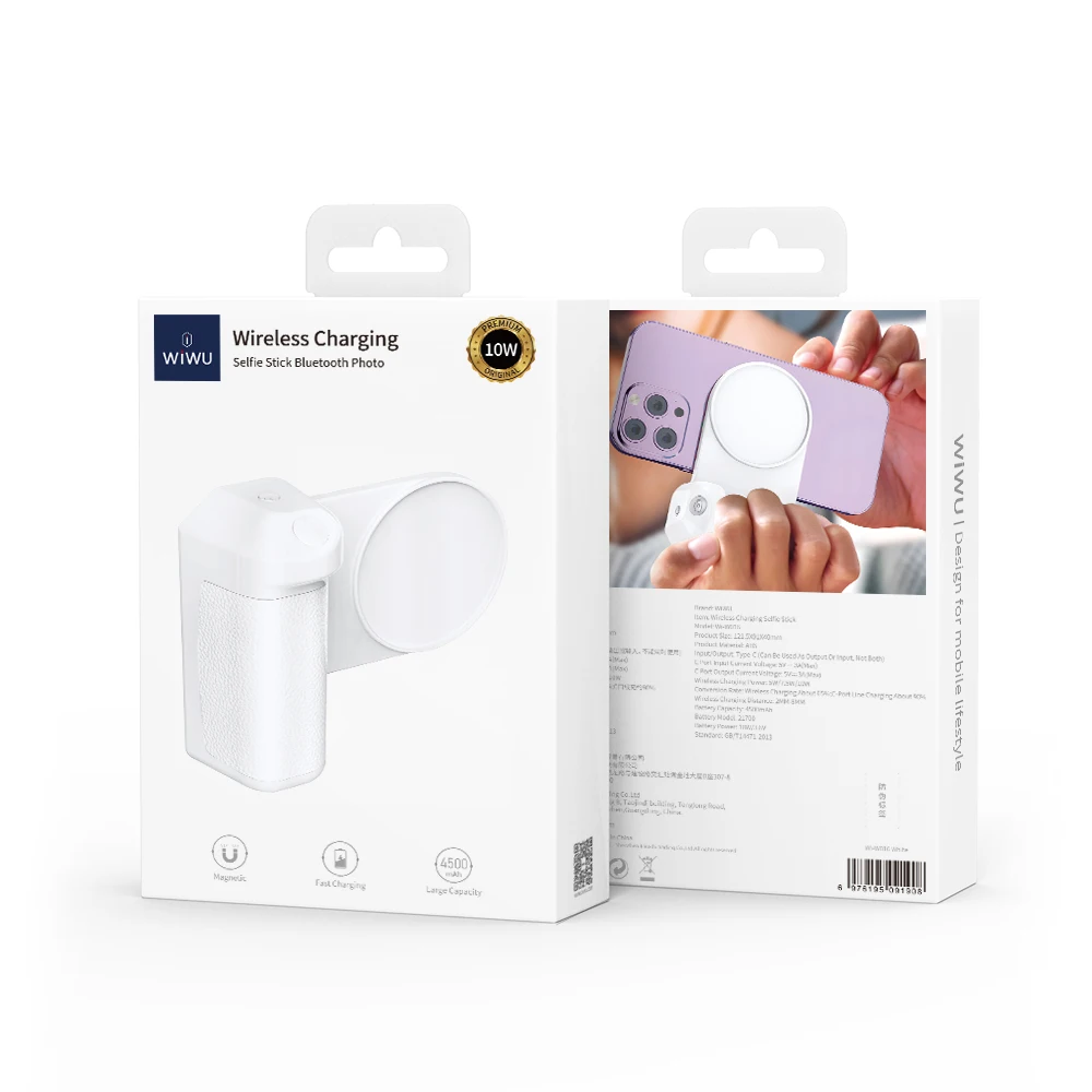 WiWU New arrival Magnetic Camera Handle Bracket Smart Mobile Phone BT Wireless Charging Selfie Stick