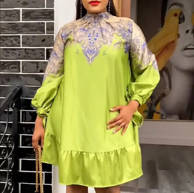 2023 Spring Print African Loose Dress for Women Summer Elegant Lady Evening Dresses Africa Female Design Casual Outfits