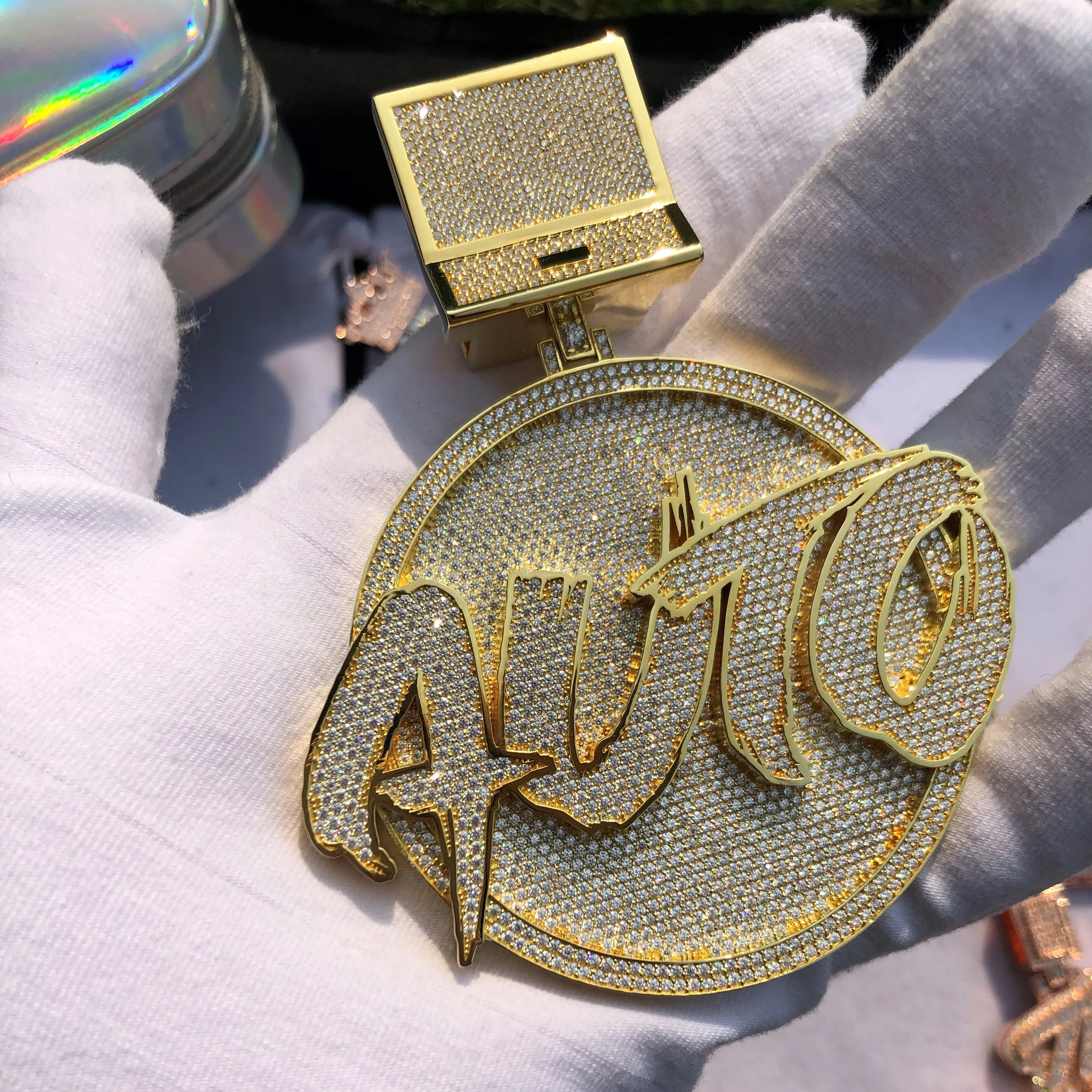 Custom photo pendant 925 silver high polishing custom pendant vvs moissanite pass diamond tester