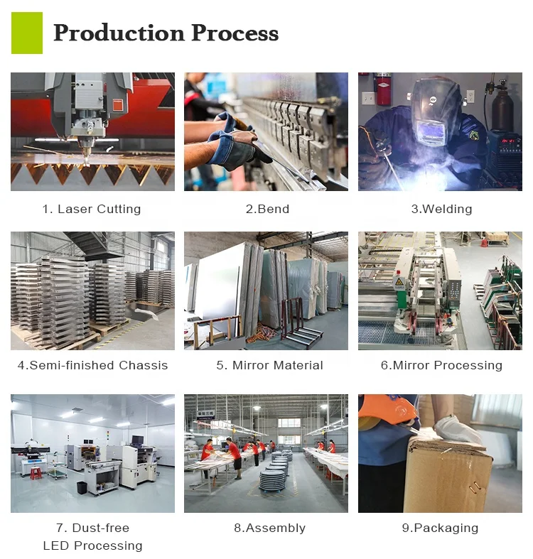 Finger-print proof Copper-free Wall Dimming Defogger Bath Mirrors Large Smart Bathroom Vanity Led Mirrors With Lights