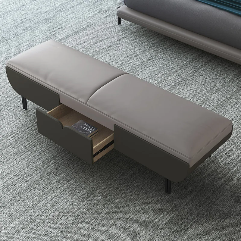 Bed end stool bedroom bed front small sofa simple modern storage shoe changing stool bedside couch leather long stool