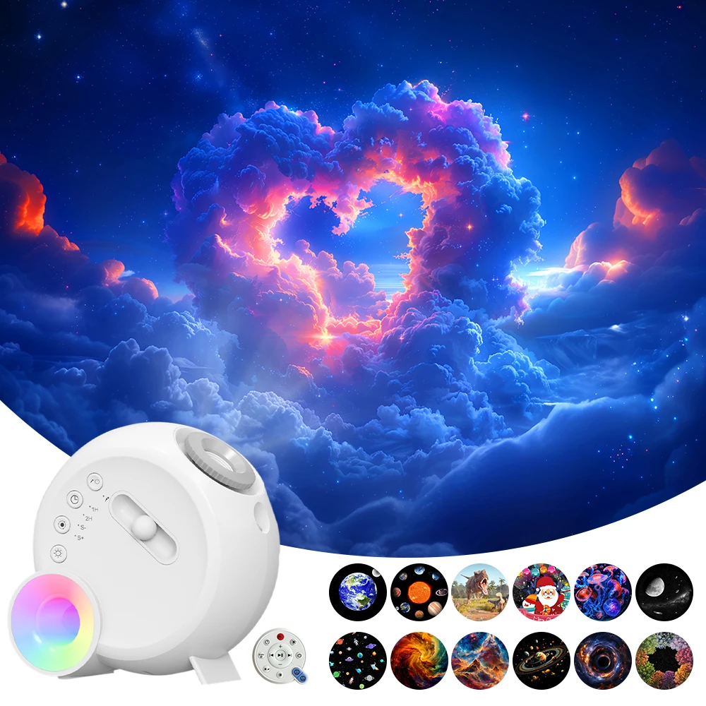 Starry Desk Lamp 13 HD Film Patterns Star Projector with Bluetooth Speaker and Remote Control Led Desk Lamp