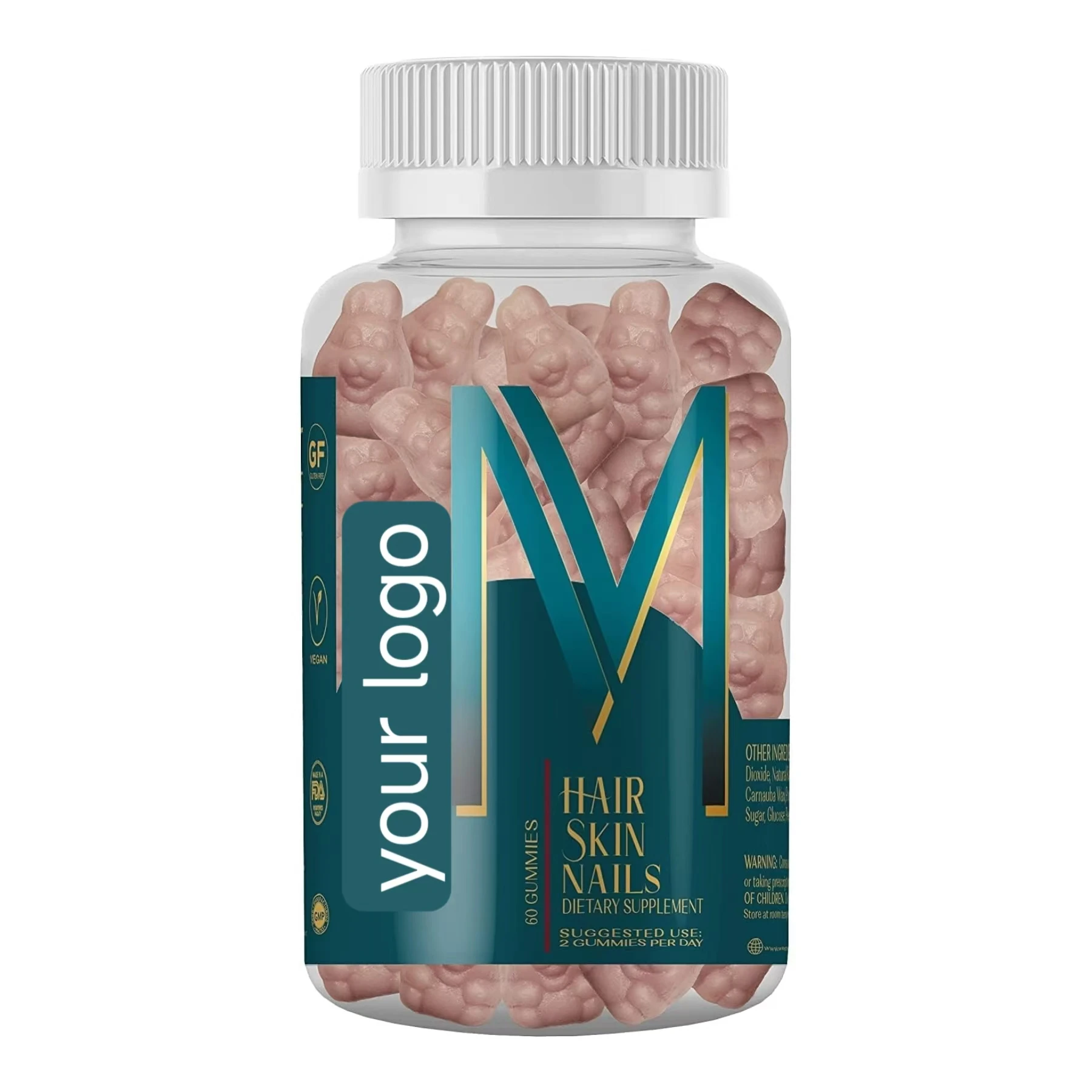 Hair Skin and Nails Gummies Private Label Supplement Supports Healthy Hair Vegan biotin Vitamins for Women & Men