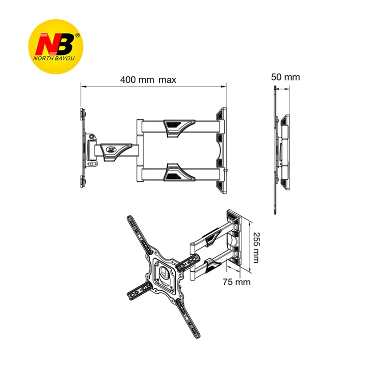  Nb p4 32 40 50 55 дюймов 180 градусов поворотный ТВ кронштейны стеновые