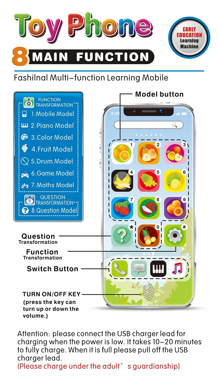 
Amazon Hot Sale Music And Lighting Touch Screen Learning Toys Charging Russian Early Education Machine 