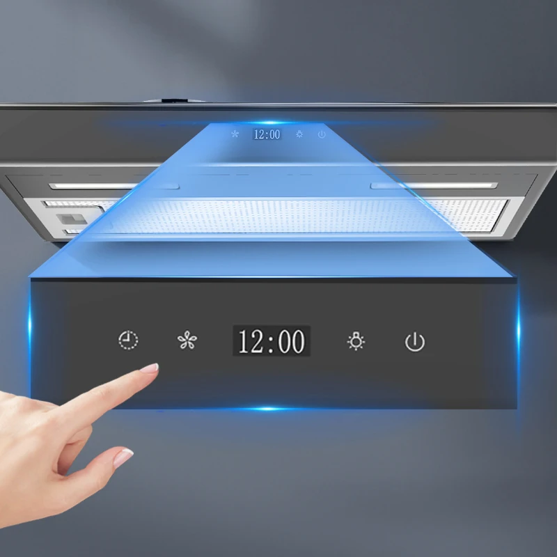 3 speed touch control kitchen hoods fashionable design smart switch ultra modern rv digital range hood with led lamp