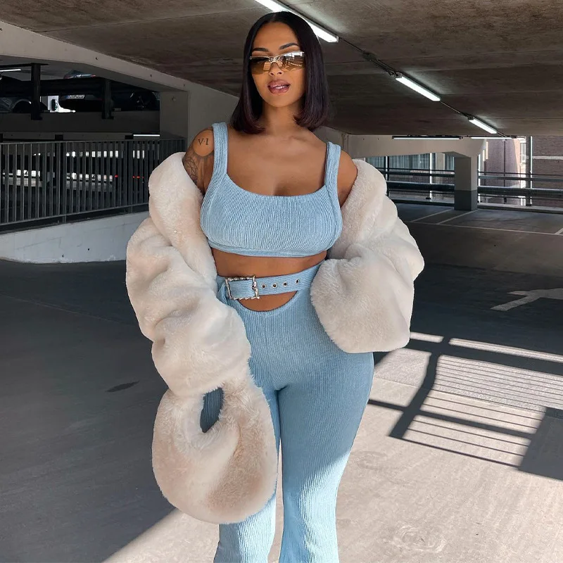New Sleeveless Vest Flared Pants Two-piece Fashion Set Two Piece Set Women Clothing Summer 2023