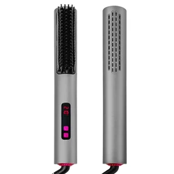 2 In 1 Anti-scald Led Indicator Quick And Professional Hair Salon At Home Ceramic Ionic Hair Straightener Brush
