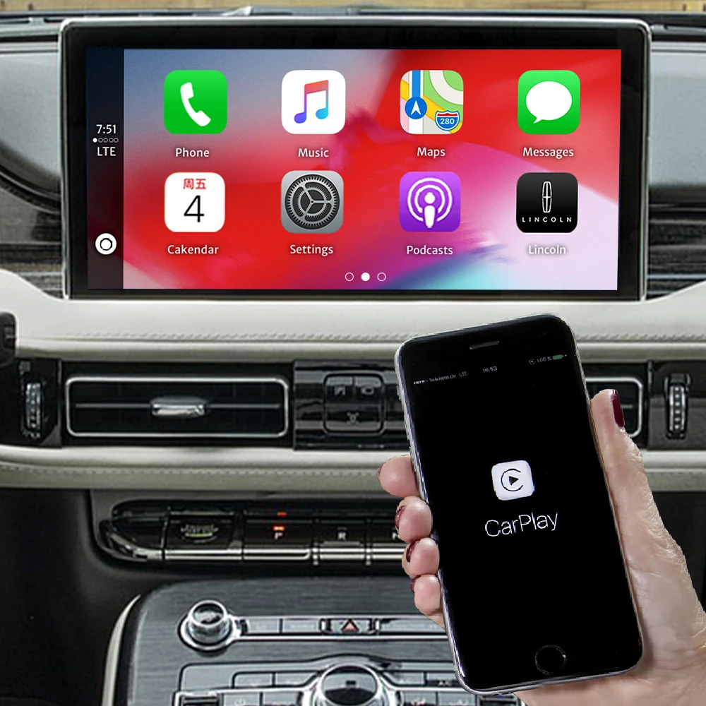 Android Auto Wireless Carplay Box Kits For lincoln Nautilus 12.3 inch 2020-2022 With Reverse Camera Interface Mirroring Link