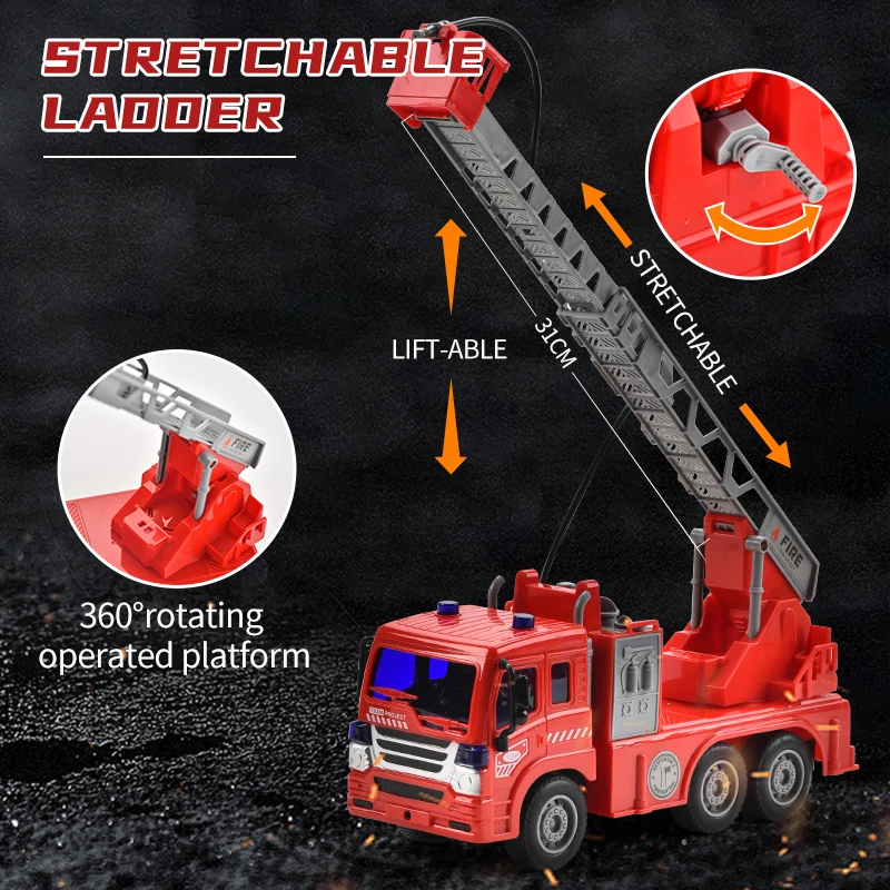 Wholesale Children Transport Toy Cars Fire Rescue Car RC Fire Truck Ladder Truck Model For Kids