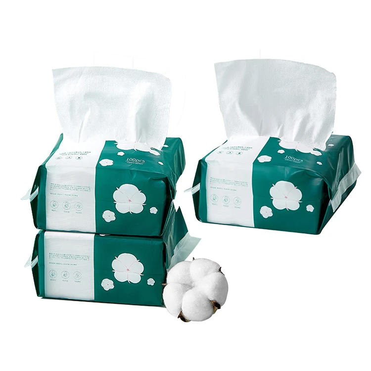 Cotton Moisture Bamboo Soft Facial Cleansing Tissue 100 Sheets 1 Ply Wholesale Cotton Fabric Non Woven Face Towel