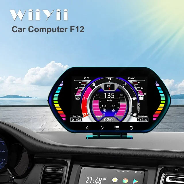 2023 F12 HUD проекторный дисплей OBD + GPS измеритель наклона Автомобильный цифровой спидометр IPS Температура масла для автомобиля