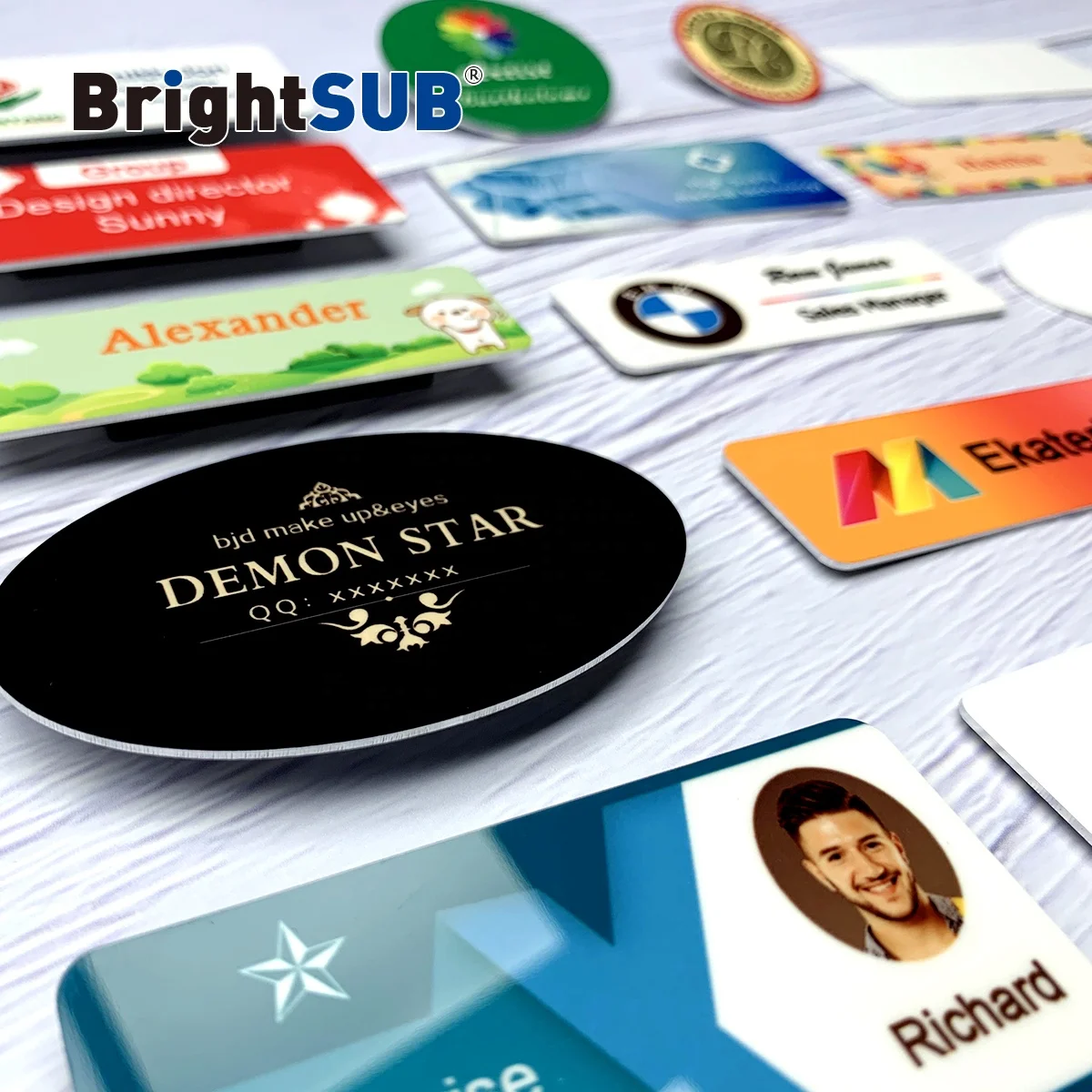BrightSUB 1.0mm brushed gold Sublimation Aluminum Name badge blank with magnetic for heat transfer printing name tag