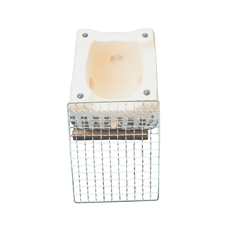Japanese Tabletop Shichirin Konro Charcoal Grill with Wire Mesh and Wooden Base Hibachi Style Yakiniku