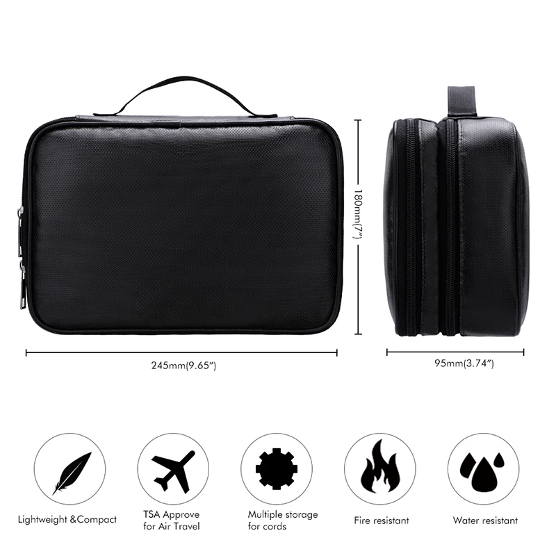 Double Layer Data USB Charge Cable Organizer Portable Durable Digital HDD Powerbank Storage Bag