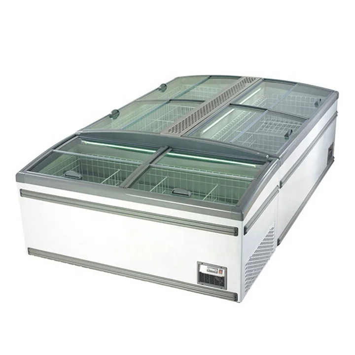 Combined Island Display Freezer Commercial Retail Sliding Doors Automatic Defrost Supermarket Freezer Ice cream