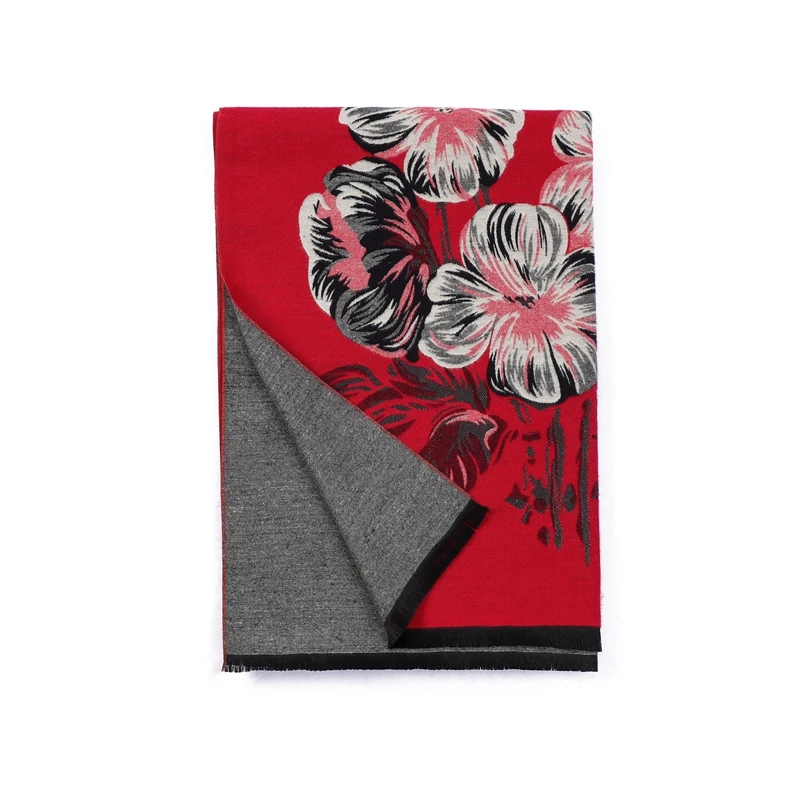 2022 new best quality exclusive winter thick cashmere scarf pashmina women stole shawl russian scarf floral