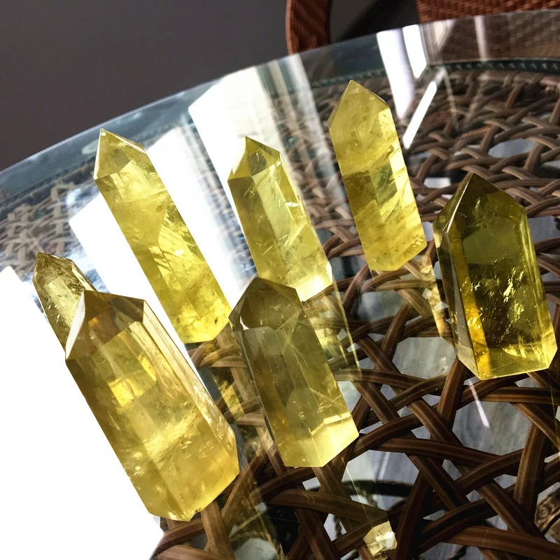 Wholesale Natural Crystal Quartz Point Healing Carved Crystal Tower Folk Crafts Yellow Clear Citrine For Healing