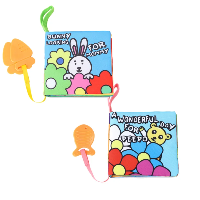 5 pages soft quiet book English cartoon story books fabric book B082