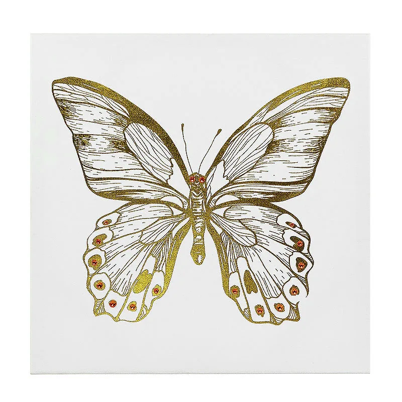 Beautiful Butterfly with White Background Canvas Wall Art Painting with Gold Foil Painting