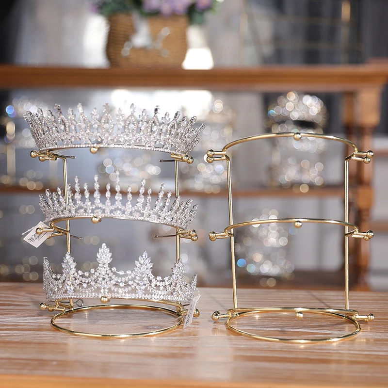 Jewelry display stand 3 layers Simple Design Metal Tiara Display Stand For Bride And Pageant Display Racks