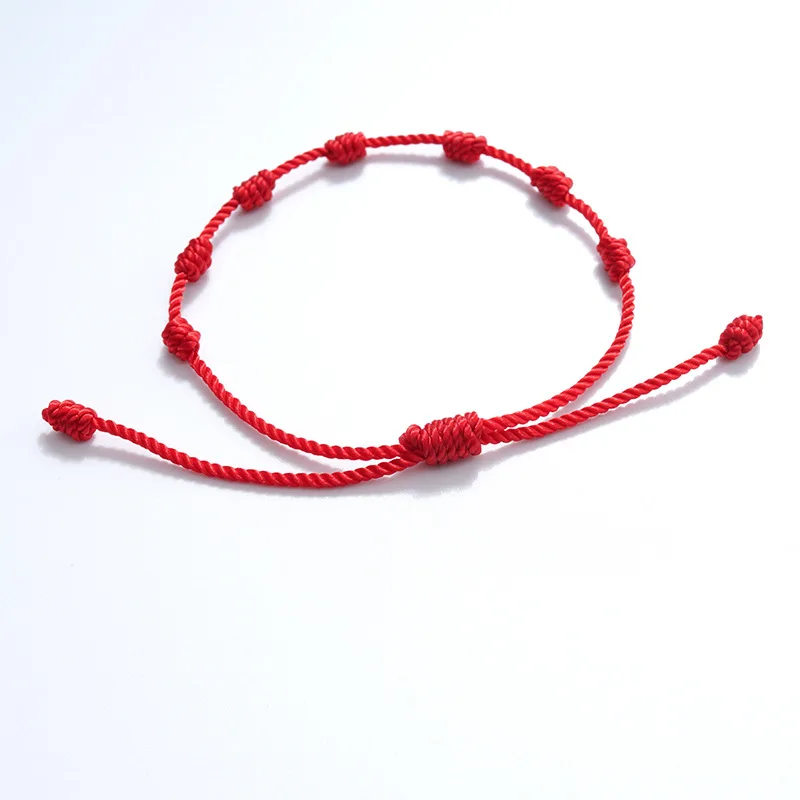 string bangles Cord Adjustable Kabbalah Red Knot String Bracelet Amulet for Protection, Eye and Good Luck (7 Knots Style)