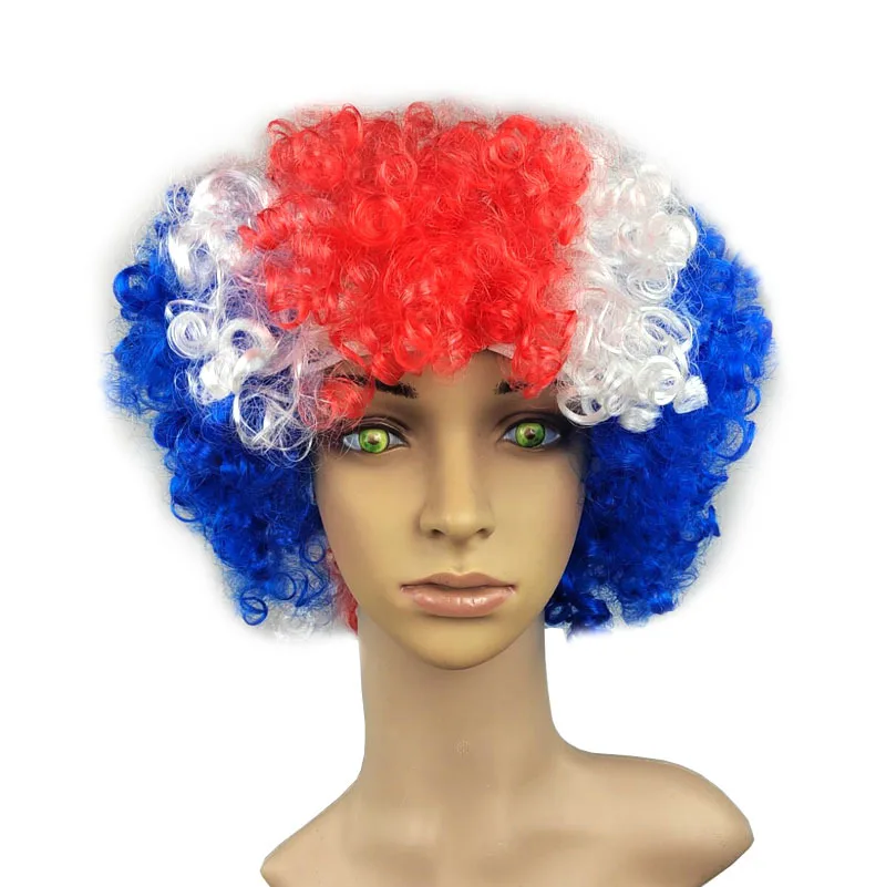 Nuoxin Mixed Color Anime Cosplay Fancy Synthetic Promotion Crazy Sports Fans Men Women Funny Wig Football Fans Wigs For Party