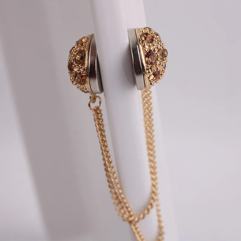 2Pcs/Pack New Arrivals Muslim Ladies Chain Magnetic Hijab Pins Rhinestone Diamond Brooches Women Scarf Hijab Magnet Pin